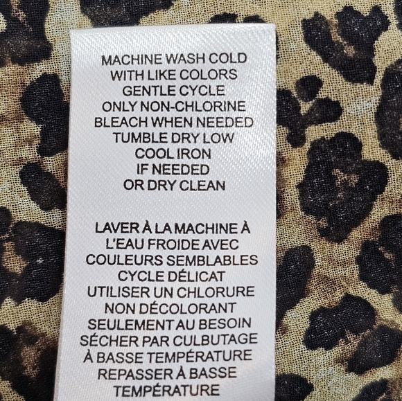 T. Tahari Women Long Sleeve Leopard Print Ruffled Collar Button Down Blouse 3X - Picture 6 of 8